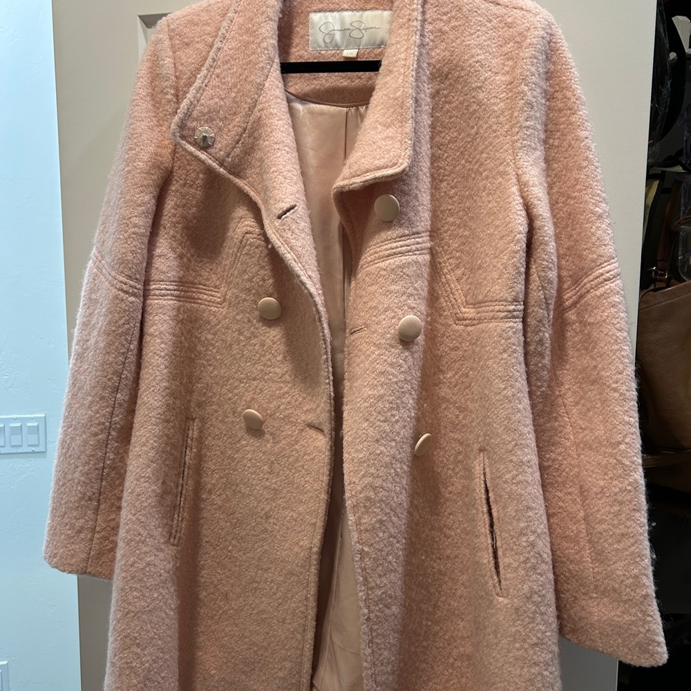 Jessica Simpson Pink Double-Breasted Pea Coat